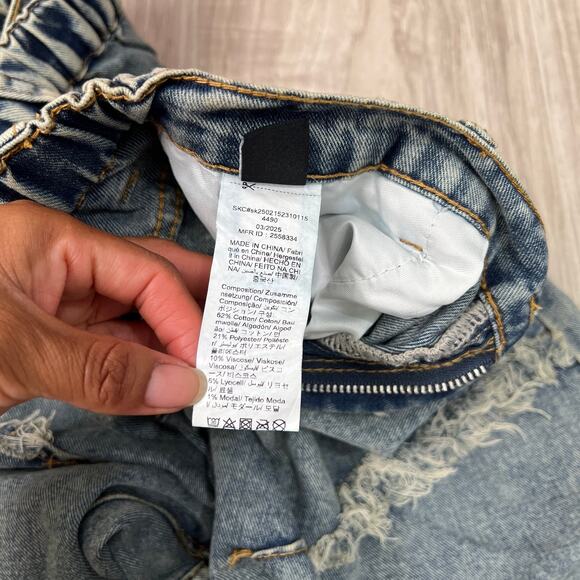 Shein Teen Y2K Style Distressed Baggy Wide Leg Patchwork Denim Jeans Size 16Y - Picture 8 of 9